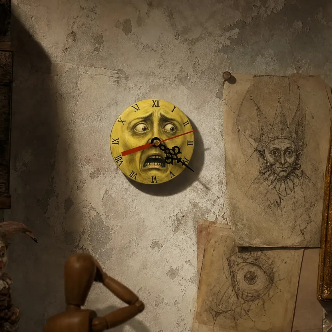 Clock with a Scared Face Design